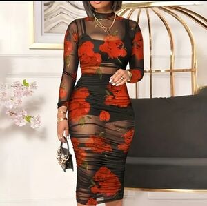 Red Crush Sheer Dress